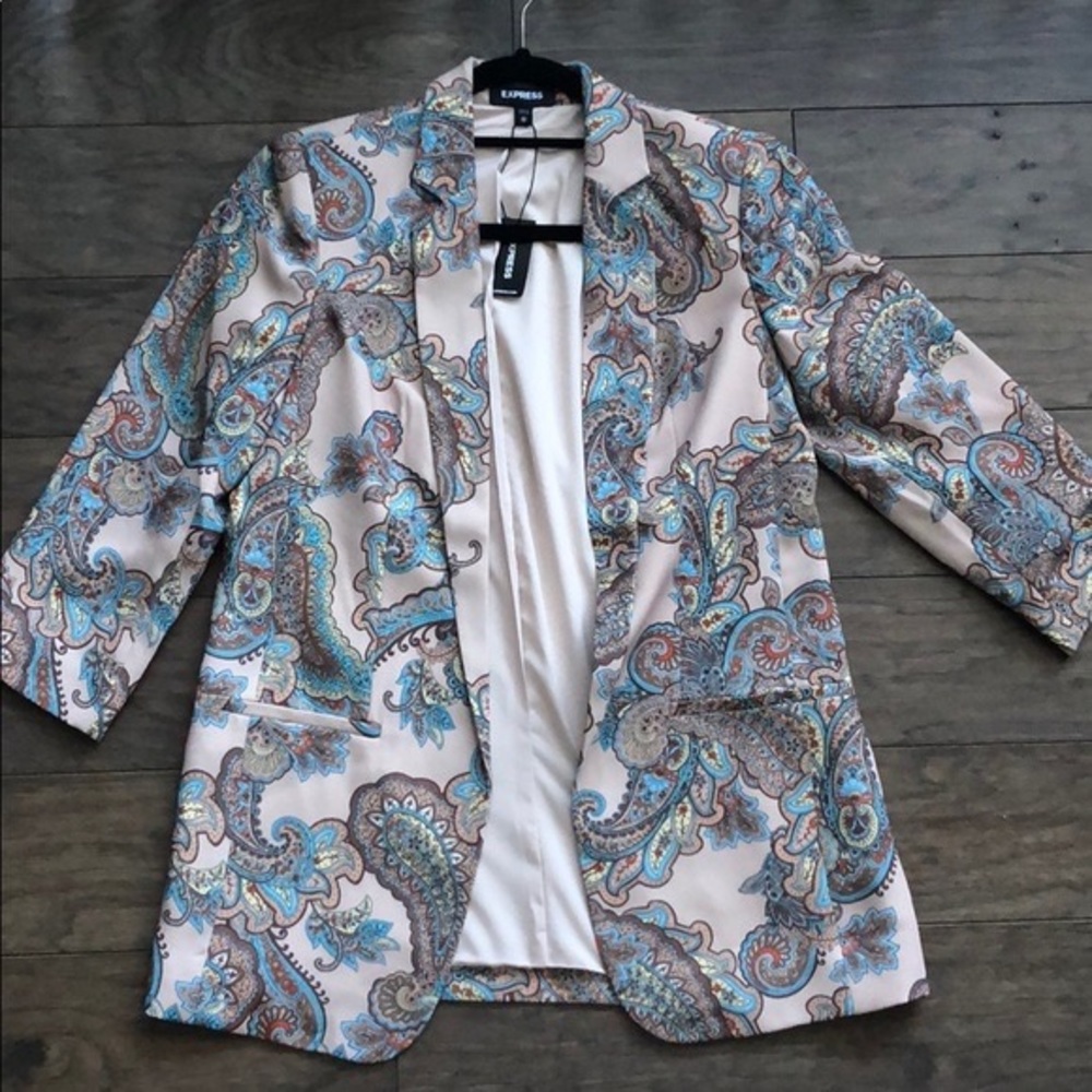 EXPRESS Paisley Notch Collar Boyfriend Blazer